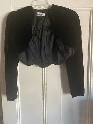 Chaqueta de Terciopelo Vintage Negra Corta Dave & Johnny Mediana Abierta Años 80’s Hombro Almohadillas Foto 1 de 4