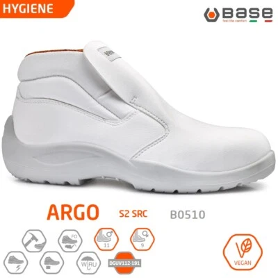 BASE HYGIENE SCARPE DA LAVORO ANTINFORTUNISTICA ARGO S2 SRC BIANCO ARANCIO B0510 - Immagine 1 di 4