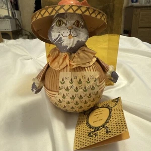 Louis Nichole Roly Poly Gato Ornamento Kurt Adler Papel Maché De Colección 1983 con Caja - Imagen 1 de 3