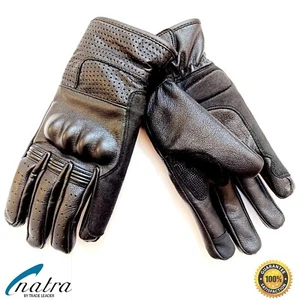 HERREN MOTORRAD BIKER HANDSCHUHE LARGE SCHWARZ ZIEGENLEDER MOTORRADHANDSCHUHE - Picture 1 of 12