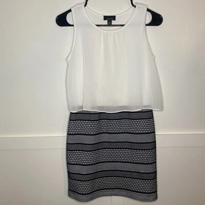 Amy's Closet Girl’s White & Black Patterned Dress Size 16 Layered Sheer - Image 1 of 4