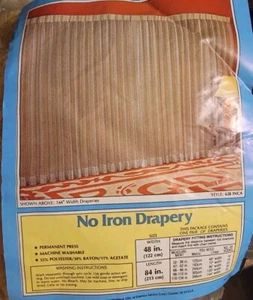 MCM Vintage Everlon Stoffe Pinch Pleat Webvorhang Gold 2 Paneele 24x84 628 Inka - Bild 1 von 9