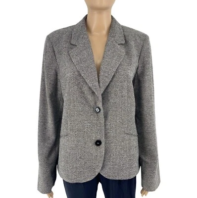 RRP €365 PERSONA Women Grey Wool Blend Blazer Jacket Size Plus M - Image 1 of 4