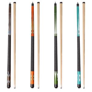 58" 2-Piece Hardwood Maple Pool Sticks Set - Multi-color 18-21oz (Set of 4)
