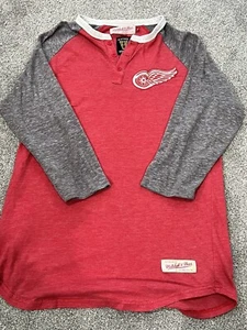 Detroit Red Wings Mitchell And Ness Mens Medium Henley - Picture 1 of 3