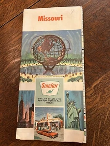 1964-65 Sinclair MO Hwy Travel Map Commemorates NY World’s Fair 1964/65 Reduced - Picture 1 of 9