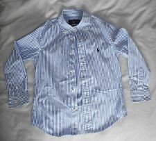 RALPH LAUREN BOY'S BLUE AND WHITE STRIPED LONG SLEEVED SHIRT TO FIT AGE 6 YEARS