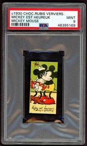 1930s MICKEY MOUSE Chocolaterie Rubis Verviers - MICKEY EST HEUREU PSA 9 POP 5 - Picture 1 of 1