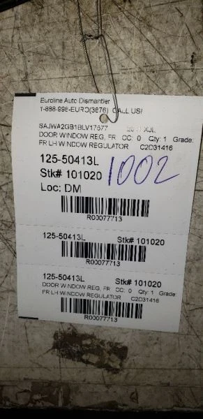 Regulador de ventana delantero izquierdo Jaguar XJ 10-19 OEM probado Foto 1 de 1