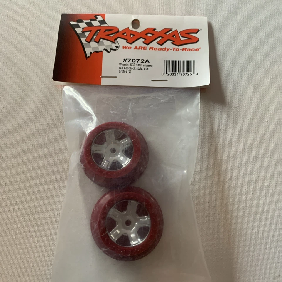 Traxxas SCT Satin Chrome Red Dual Profile Wheel 7072A NEW - Image 1 of 3