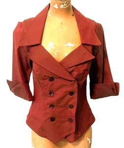 Finley 80s 90s Y2K Jacket Fitted Double Breast Rust Vintage Heathcliff Small USA - Bild 1 von 8