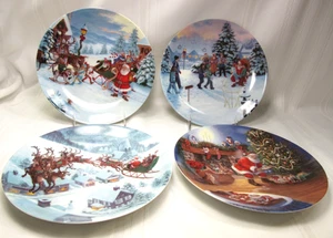 Juego de 4 platos de fiesta de Navidad Lenox For the Holidays SANTA'S JOURNEY - Imagen 1 de 24
