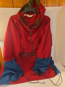 Vtg LL bean mens xl Tall Anorak windbreaker 1/4 zip hooded red multi - Picture 1 of 6