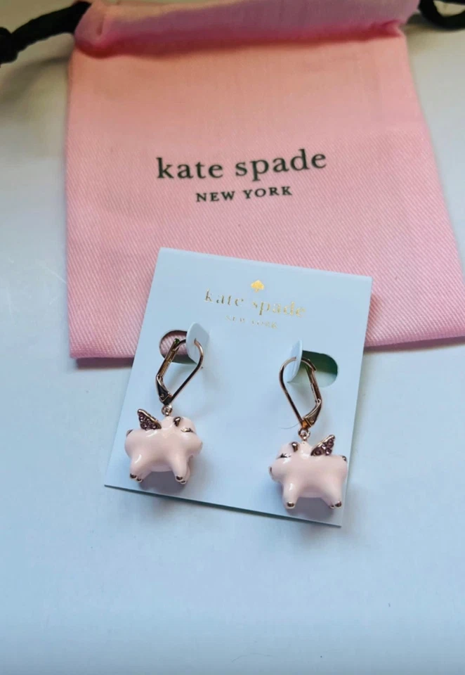 PENDIENTES COLGANTES KATE SPADE CERDO ROSA VOLADOR MULTI IMAGINACIÓN. NUEVO Foto 1 de 1