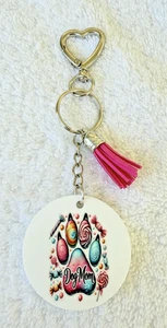✨Handmade Colorful Candy Dog Mom Keychain-Bright Paw Print Pet Lover Gift - Picture 1 of 3