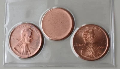 3 piece set 1999 and 2000 Broadstruck Penny and a Blank Planchet TYPE 2 UNC - Image 1 of 2