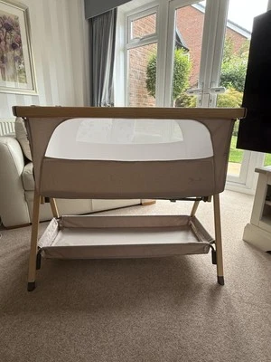 Silver Cross Luna Bedside Side By Me Crib In Beige With Travel Bag - Image 1 of 4