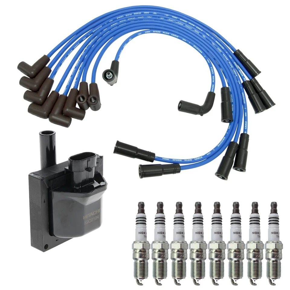 Kit de 8 bujías de rutenio y juego de cables Hitachi bobinas de encendido NGK para Tahoe V8 Foto 1 de 1