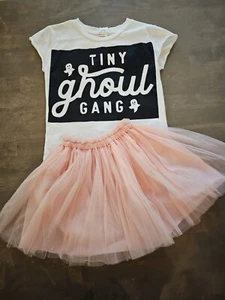 Boutique Halloween Ghost Girls Pink Tutu Skirt Outfit Tiny Ghoul Gang 4-6 Euc - Picture 1 of 10