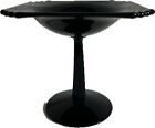 Vintage Black Glass Compote Candy Dish Squared Top 5.25”x5.26”x5.5”