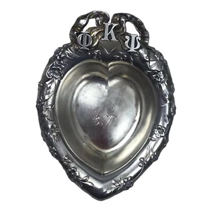 Reed Barton Plata Esterlina Floral Corazón Bon Plato Hermandad Phi Rho Psi Años 50 - Imagen 1 de 5