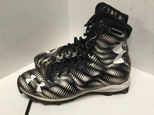 Under Armour Boys Cleats Youth Size 6.5 Black White Clutch Fit Highlights F53 - Picture 1 of 7