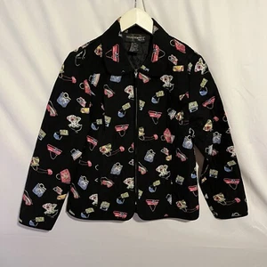 Requirements Petite Women’s Black Handbag Design Jacket Full Zip Medium  - Picture 1 of 5