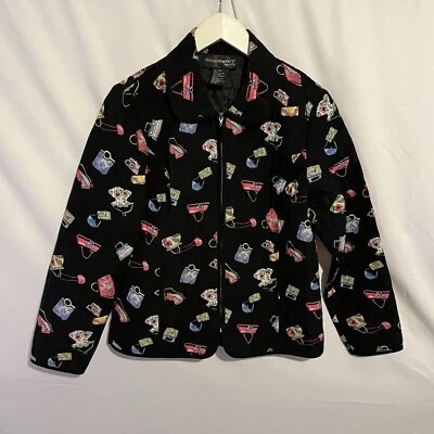 Requirements Petite Women’s Black Handbag Design Jacket Full Zip Medium  - Image 1 of 4