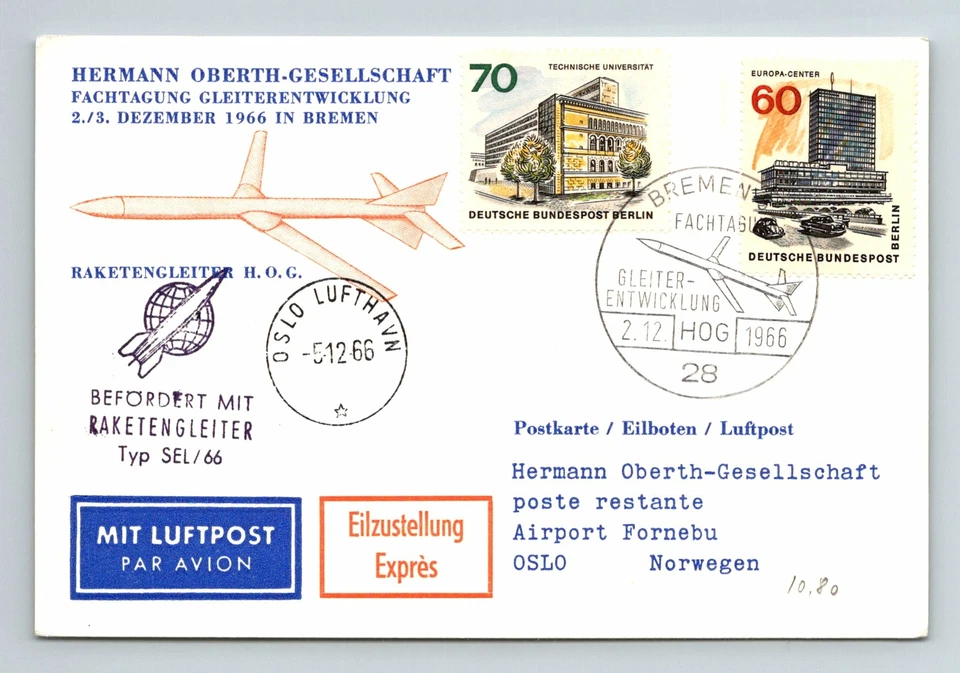 Germany 1966 - Hermann Oberth-Gesellschaft - FDC 	 - F7036 - Image 1 of 2