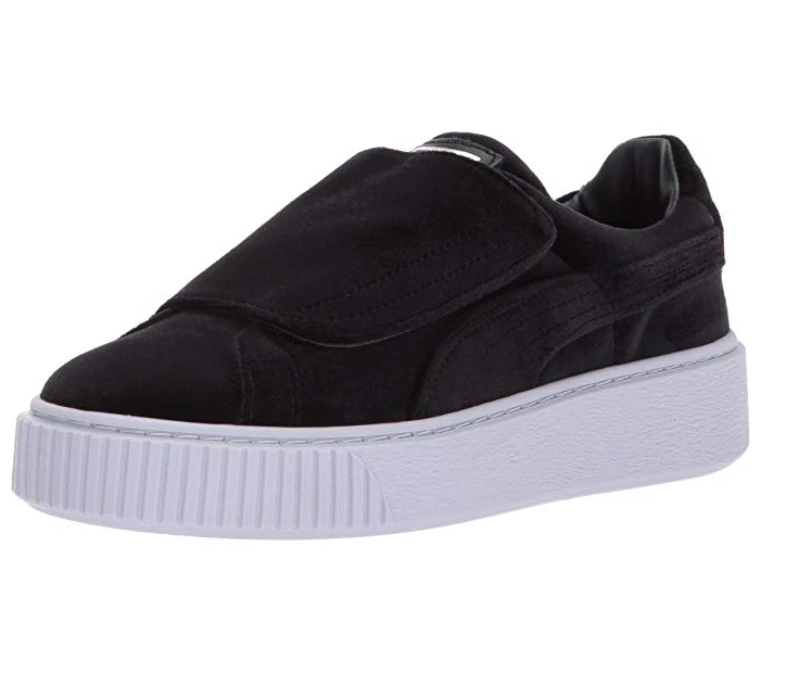 PUMA Women's Basket Strap Velvet Rope Platform Sneaker, Black - Imagem 1 de 1