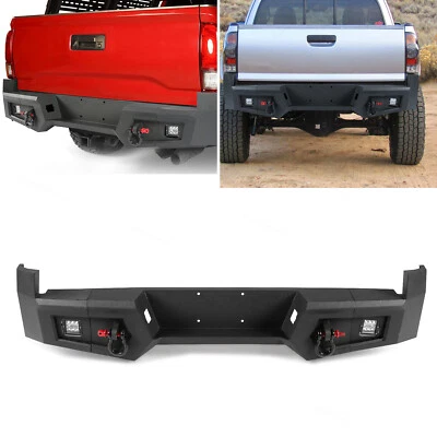 Black Rear Bumper Fits 2005-2015 Toyota Tacoma w/2 LED Lights D-Rings Foto 1 de 4