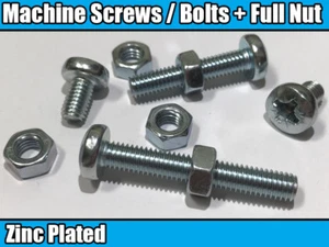 M6 Machine Screws Bolts + Nut Pozidrive / Pozi Pan Head 6mm Full Hexagon NUTS - Picture 1 of 1