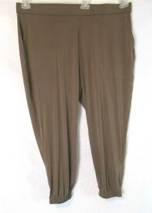New Lisa Rinna Banded Bottom Crop Pants 1X Dark Taupe Pull On A287831 Women YC9 - Picture 1 of 7