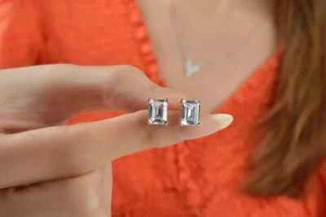 0.45 cttw Emerald Cut IGI Certified Lab Grown Diamond 14K Solid White Gold - Picture 1 of 8