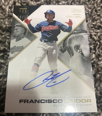 2019 Topps X Tatis Jr 023 Style & Swag GOLD 10/10 Francisco Lindor #3B-A Auto - Image 1 of 2