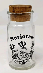 Vintage MARJORAM Wheaton Glass Spice Jar Bottle With Cork Lid Top Botanical 70s - Picture 1 of 5