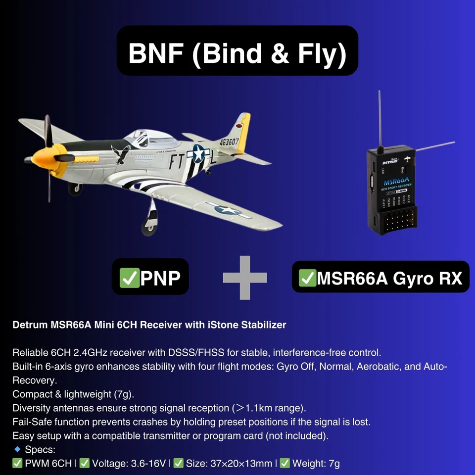 Dynam P-51 Mustang V2 Silver RC Warbird Plane 1.2m Wingspan - Image 1 of 4