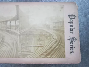 Elevated Railroad 42nd Street New York USA Popular Series Stereoview Card - Picture 1 of 3