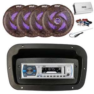 Pyle Marine Radio, Spa Bezel,Adapter,Antenna,Amp,Kit, 4x 6.5'' LED Camo Speaker - Picture 1 of 9