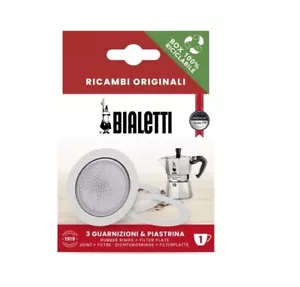 BIALETTI Ricambi Originali 3 Guarnizioni +1 Piastrina Moka di Alluminio 1 Tazza - Foto 1 di 1