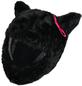 FUNNY HEEDS FULL FACE MOTORCYCLE HELMET COVER CRAZY MOTORBIKE BLACK CAT EARS - Bild 1 von 5