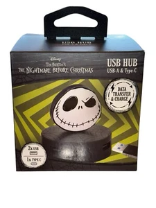 Disney Jack Skellington USB Hub Nightmare Before Christmas Data Transfer Charge - Picture 1 of 4