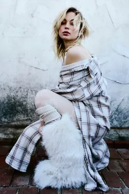 Bota Free People Apres Todo el Día Plataforma Peluda Difusa Cuña de Goma Marfil 40/10 NUEVA Foto 1 de 4