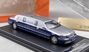 GCD 1:64 Silver Blue Stretch Limousine Continental Diecast Metal Car Gift - Picture 1 of 13