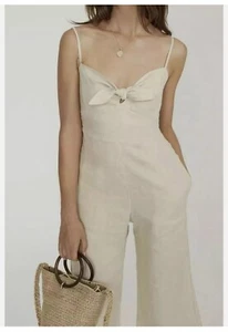 Faithfull The Brand Presley Jumpsuit Natural Linen M (10) BNWT - Picture 1 of 18
