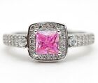  1CT Pink Sapphire & Topaz 925 Sterling Silver Ring Jewelry Sz 8 IB1-1