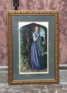 Arthur Hughes 'April Love' Large Vintage Framed and Matted Lithograph - Picture 1 of 21