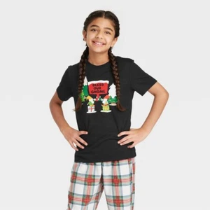 Kids' Holiday Gnomes Matching Family Pajama T-Shirt - Wondershop Black 6 - Picture 1 of 2