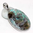 Marine Blue Dendritic 925 Silver Plated Pendant 2.3" Fast-Selling Gift AU d385