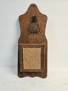 Vintage Ananas Holz Wandablage Brief Post Rechnung Schlüssel Halter Korkbrett - Bild 1 von 13